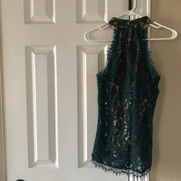 Bebe emerald green lace tank top - Picture 2 of 6